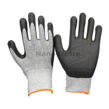 NMSAFETY nuevos guantes mecánicos de seguridad exportan 13g de nylon negro y UHMWPE blanco recubierto de negro de alta tecnología de espuma de nitrilo en la palma